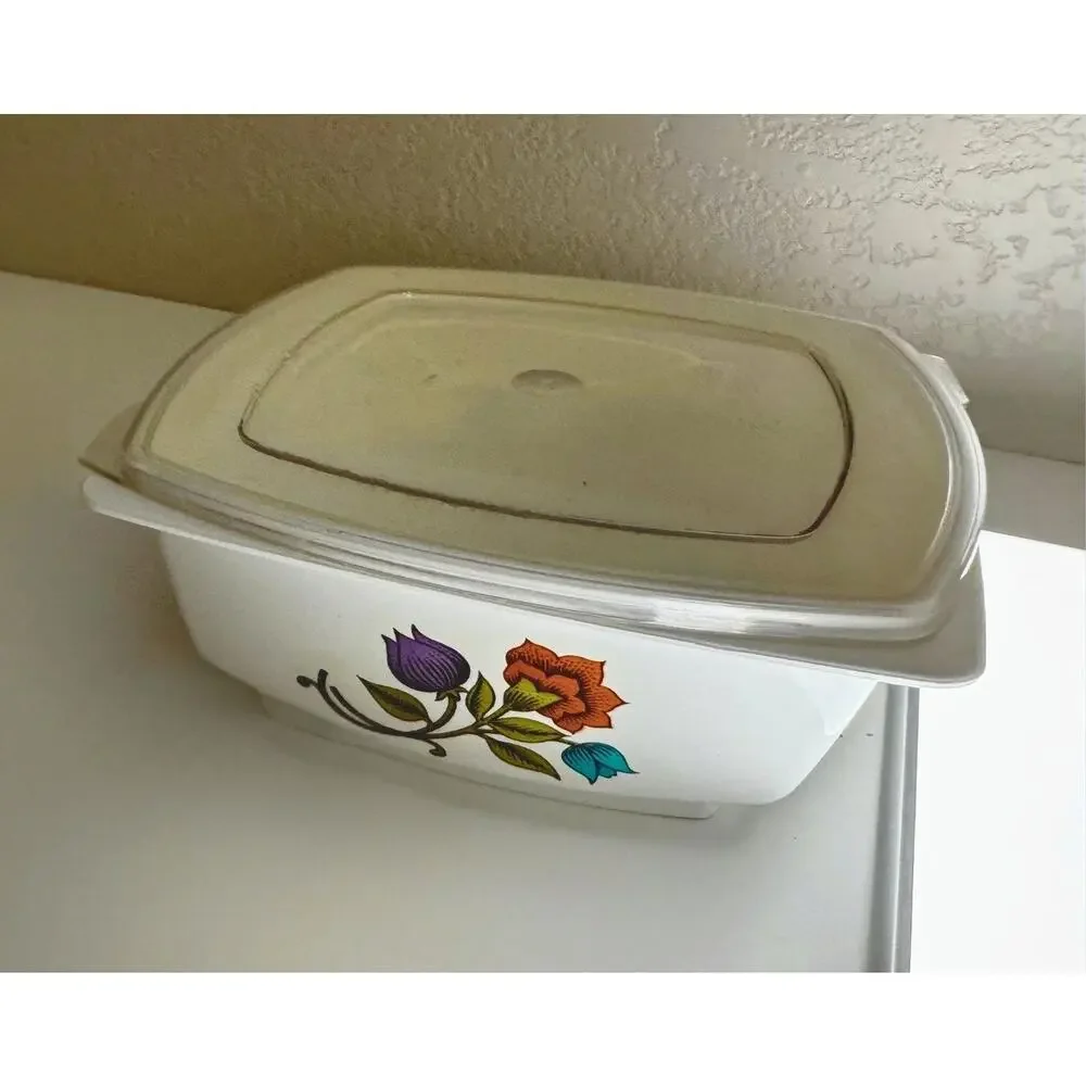 Hefty Food Container Vintage Floral 1 Pint Cream Lid Microwave Safe